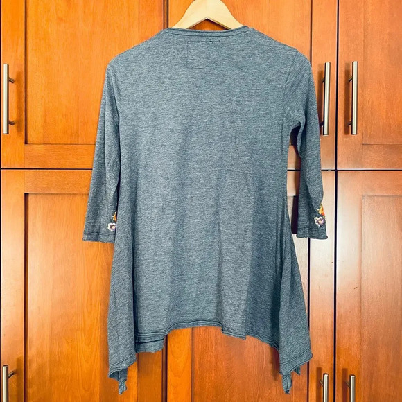 Johnny Was Top Embroidered Floral Three Quarter Sleeve Shirt Blue Size XS - Picture 5 of 8